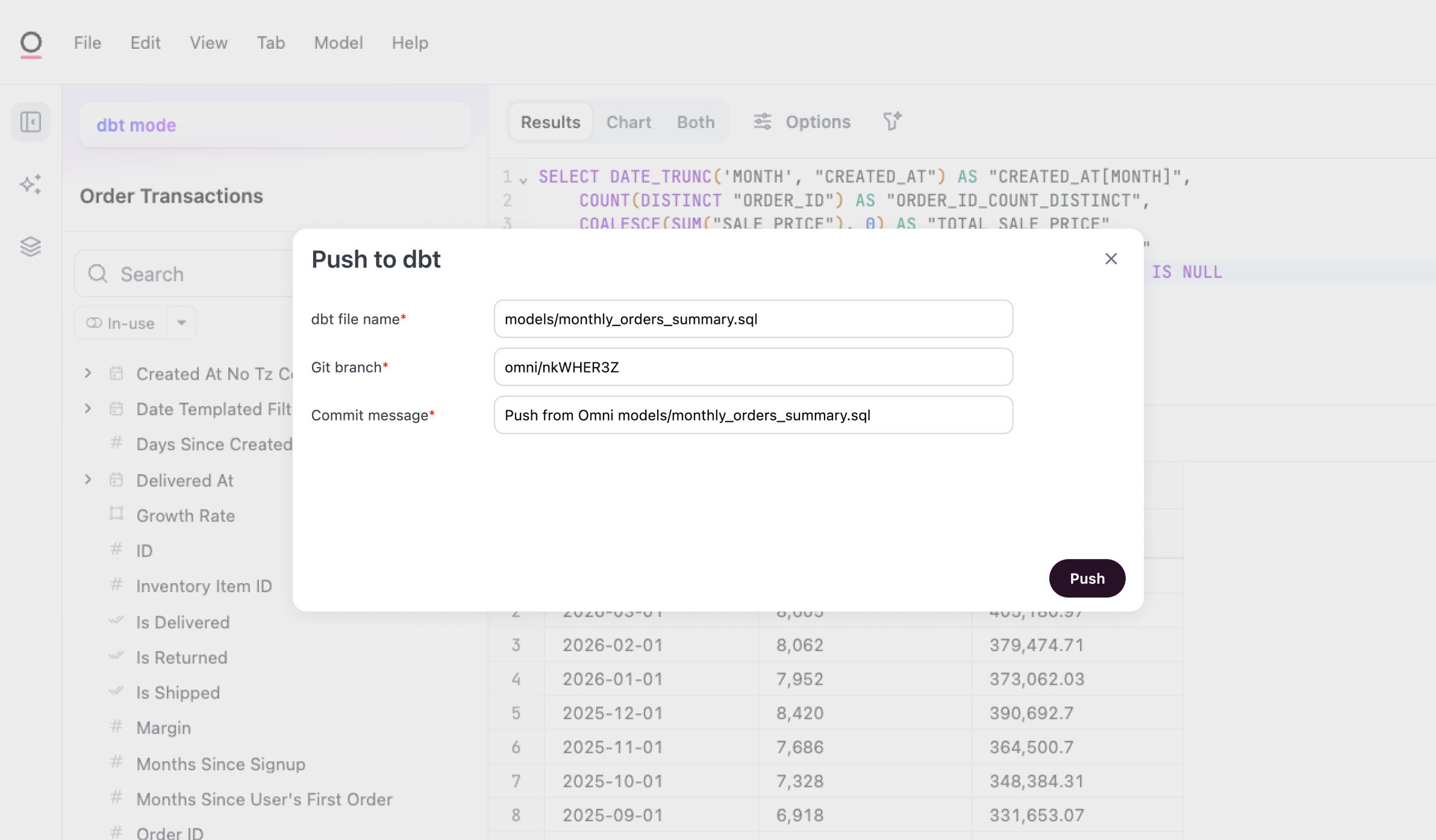 Omni bi-directional dbt integration