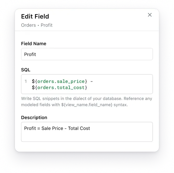 A form to create new field from the UI in the workbook